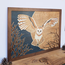 Load image into Gallery viewer, Barn Owl Large Marquetry Wall Art