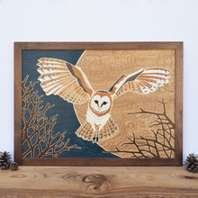 Load image into Gallery viewer, Barn Owl Large Marquetry Wall Art