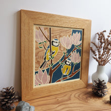 Load image into Gallery viewer, Blue Tits Marquetry Wall Hanging