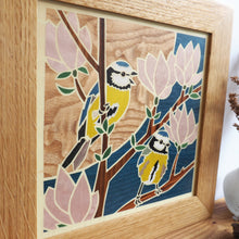 Load image into Gallery viewer, Blue Tits Marquetry Wall Hanging