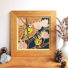 Load image into Gallery viewer, Blue Tits Marquetry Wall Hanging
