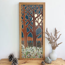 Load image into Gallery viewer, Moonlit Bluebell Woods Original Marquetry Wall Hanging