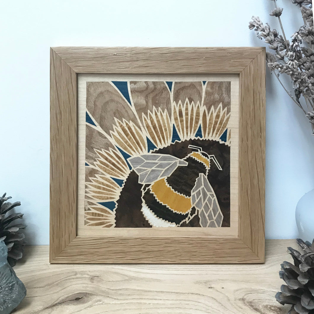 Bumble Bee Marquetry Wall Hanging