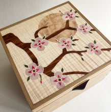 Load image into Gallery viewer, Pink Cherry Blossoms Small Wooden Jewellery Box