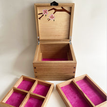 Load image into Gallery viewer, Pink Cherry Blossoms Small Wooden Jewellery Box