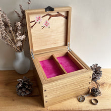 Load image into Gallery viewer, Pink Cherry Blossoms Small Wooden Jewellery Box