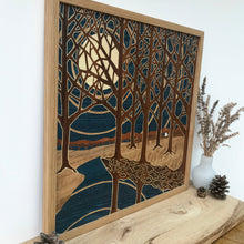 Load image into Gallery viewer, 'Moonlit River Reflections' Large Marquetry Wall Art