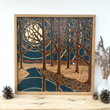 Load image into Gallery viewer, 'Moonlit River Reflections' Large Marquetry Wall Art