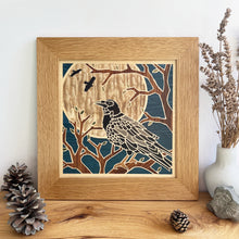 Load image into Gallery viewer, Raven Marquetry Wall Hanging