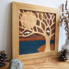Load image into Gallery viewer, 'Snow Capped Mountains' Original Marquetry Wall Hanging
