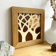 Load image into Gallery viewer, Miniature Spring Blossoms with Little Blue Bird Marquetry Wall Art