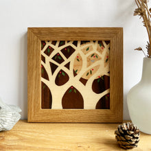 Load image into Gallery viewer, Miniature Spring Blossoms with Little Blue Bird Marquetry Wall Art
