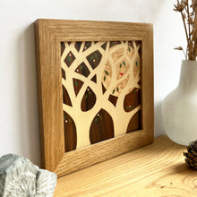Load image into Gallery viewer, Miniature Spring Blossoms with Little Red Bird Marquetry Wall Art