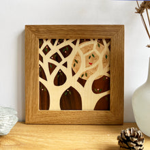 Load image into Gallery viewer, Miniature Spring Blossoms with Little Red Bird Marquetry Wall Art