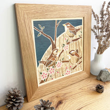 Load image into Gallery viewer, Chime of Wrens Marquetry Wall Hanging