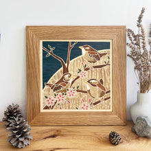 Load image into Gallery viewer, Chime of Wrens Marquetry Wall Hanging
