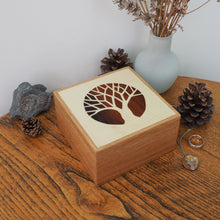 Load image into Gallery viewer, Little Bird in Tree (Light) Wooden Trinket Box