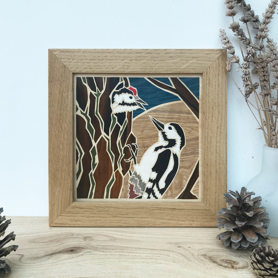 Woodpecker Marquetry Wall Hanging
