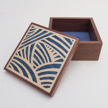 Load image into Gallery viewer, Blue Japanese inspired Pattern Sapele Trinket Box