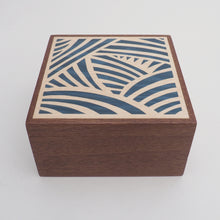Load image into Gallery viewer, Blue Japanese inspired Pattern Sapele Trinket Box
