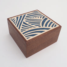 Load image into Gallery viewer, Blue Japanese inspired Pattern Sapele Trinket Box