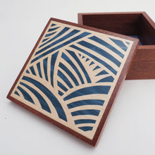 Load image into Gallery viewer, Blue Japanese inspired Pattern Sapele Trinket Box