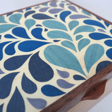 Load image into Gallery viewer, blue pattern marquetry small wooden jewellery box