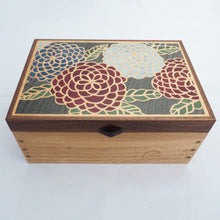 Load image into Gallery viewer, chrysanthemum marquetry large wooden jewellery box