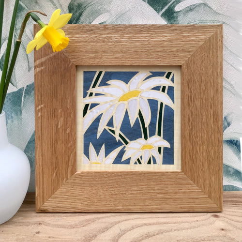 daisy marquetry wall hanging