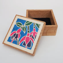 Load image into Gallery viewer, Fuchsia Flowers Wooden Trinket Box