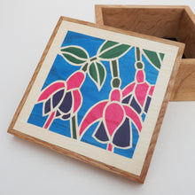 Load image into Gallery viewer, Fuchsia Flowers Wooden Trinket Box
