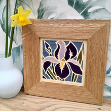Load image into Gallery viewer, iris flower marquetry wall hanging