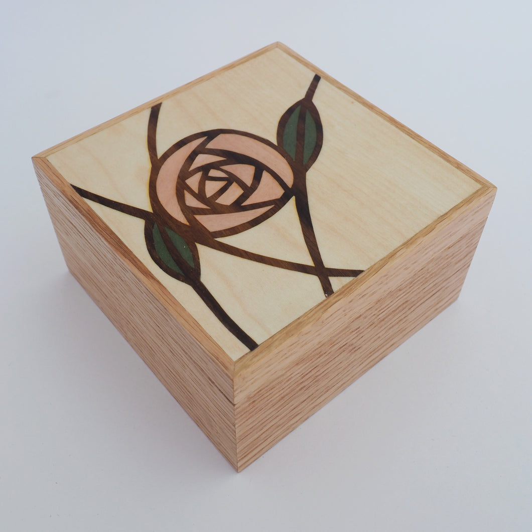 Mackintosh Rose Marquetry Trinket Box (Light)