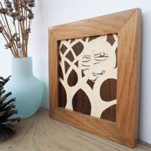Load image into Gallery viewer, miniature tree and moon marquetry wall hanging