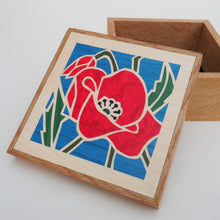 Load image into Gallery viewer, Poppy Flower Wooden Trinket Box