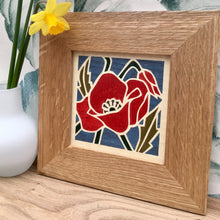 Load image into Gallery viewer, poppy flower marquetry wall hanging
