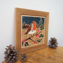 Load image into Gallery viewer, Christmas Robin Marquetry Wall Hanging