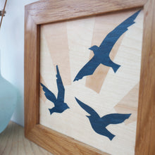 Load image into Gallery viewer, sunrise birds marquetry wall hanging
