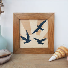 Load image into Gallery viewer, sunrise birds marquetry wall hanging
