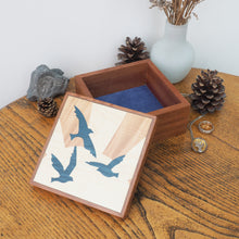 Load image into Gallery viewer, Sunrise Birds Marquetry Sapele Trinket Box