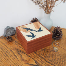 Load image into Gallery viewer, Sunrise Birds Marquetry Sapele Trinket Box