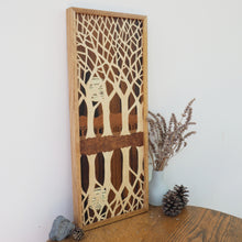 Load image into Gallery viewer, Winter Trees Reflection Marquetry Wall Art