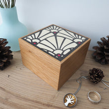 Load image into Gallery viewer, Art deco style marquetry wooden trinket box