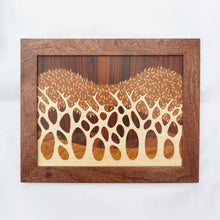 Load image into Gallery viewer, autumn trees marquetry wall hanging