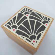 Load image into Gallery viewer, Art deco style marquetry wooden trinket box