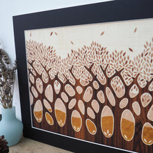 Load image into Gallery viewer, Autumn trees large giclee print in black mount