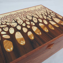 Load image into Gallery viewer, Autumn trees marquetry jewellery box
