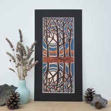 Load image into Gallery viewer, reflection trees giclee print with black mount