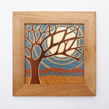 Load image into Gallery viewer, Blue sky and tree marquetry wall hanging