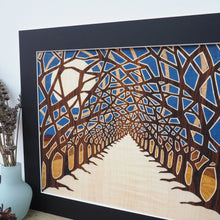 Load image into Gallery viewer, Avenue of trees large giclee print with black mount